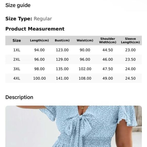 Plus Size Ditsy Floral Print Frill Trim Shirred A Line Dress - Picture 11 of 11